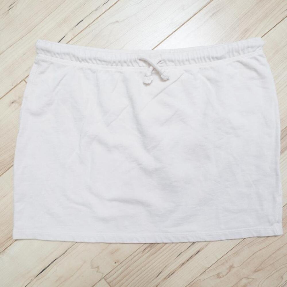Zara Oatmeal Cotton Mini Skirt Drawstring Waist Clean Girl Minimalist L